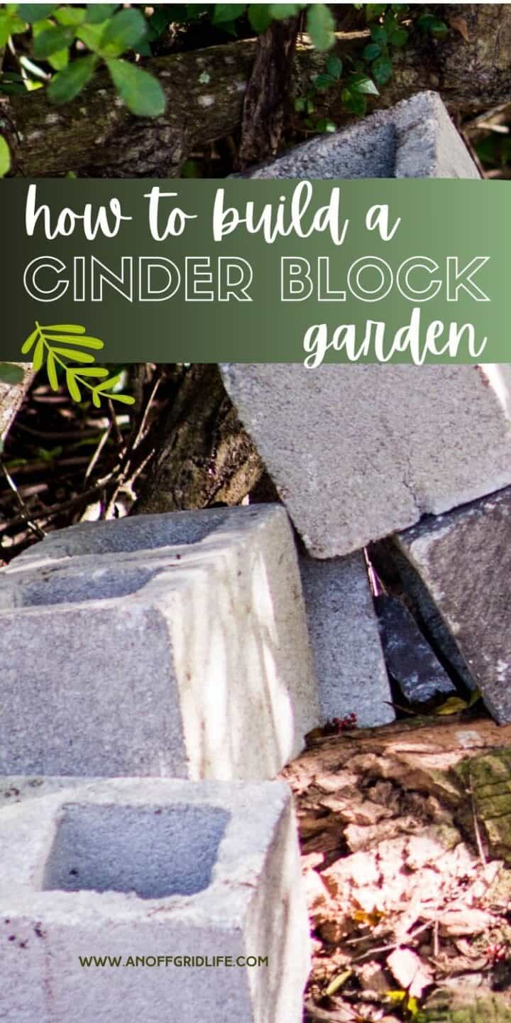How to build a cinder block garden text overlay on image of cement blocks.