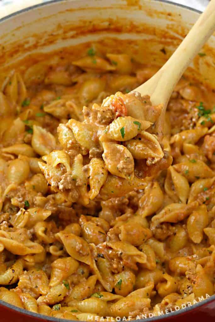 one pot shells and beef