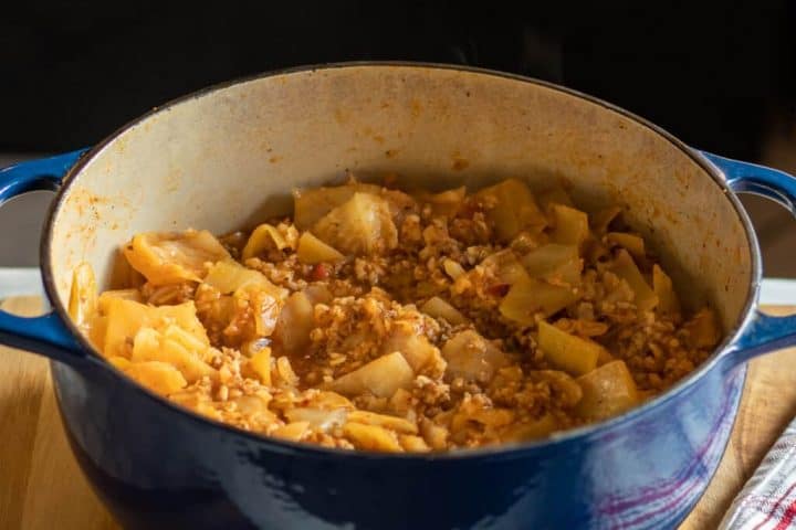 cabbage stew made in dutch oven